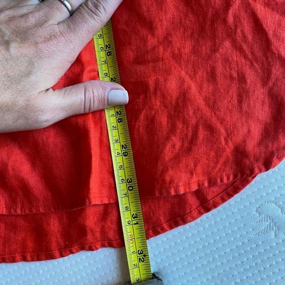 BODEN Women’s Relaxed Linen Shirt Orange Button Down Size 12P Oversized - Picture 7 of 8